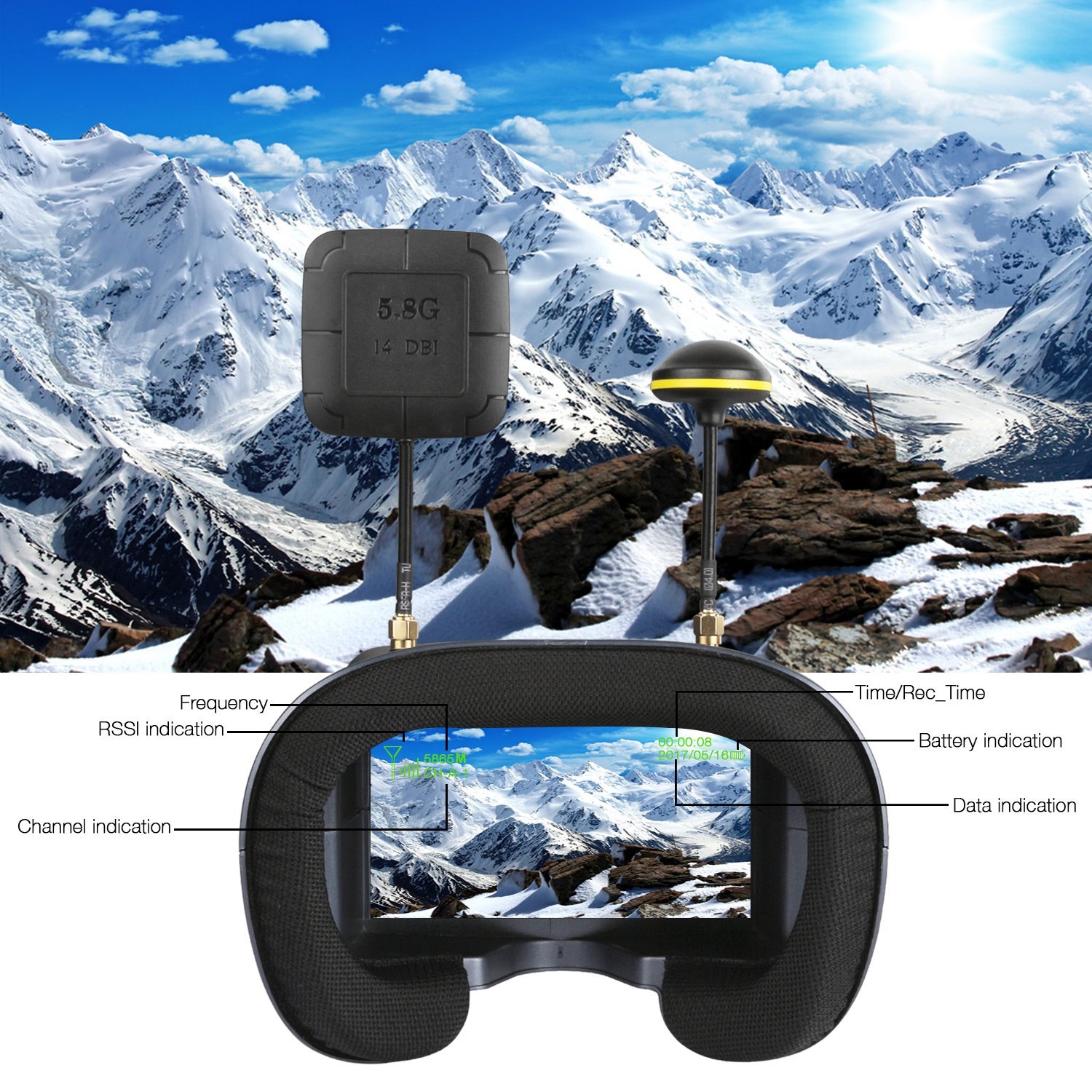 008D 5,8G 40CH 4,3 Zoll 800*48 – Skyzone Sky04O Pro Fpv Goggles Bewertung und Preis